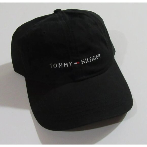 Tommy Hilfiger Mens Baseball Cap Dad Hat Black Adjustable - Picture 1 of 6